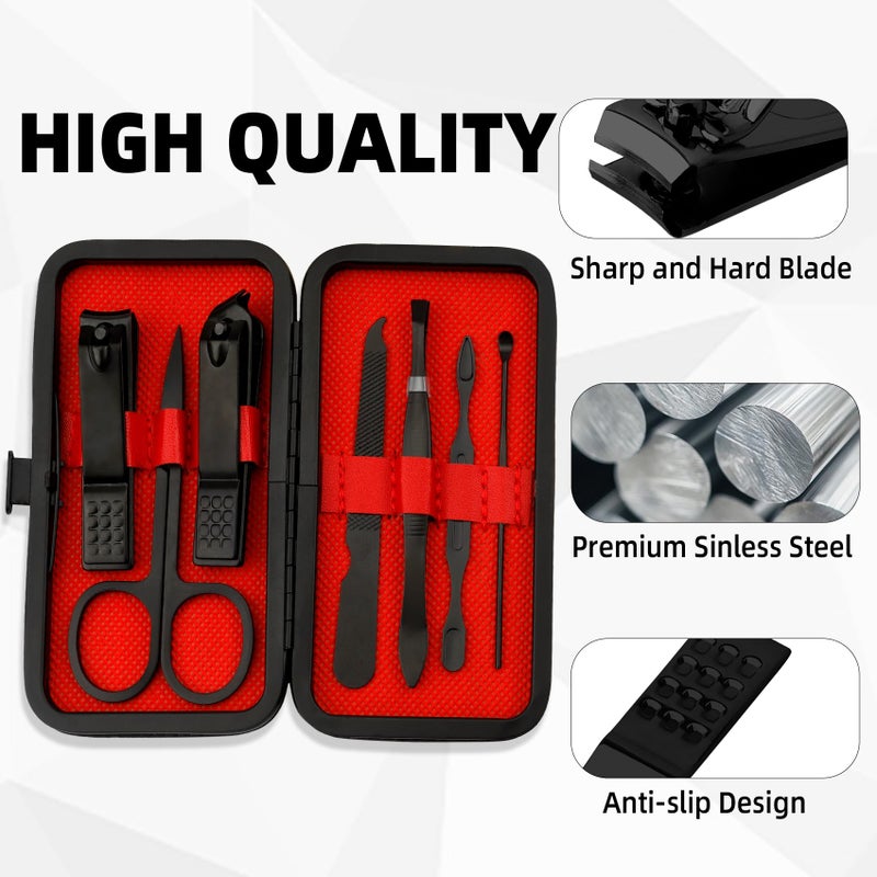 QIHOMPIB Manicure Kit for Men Women Nail Clippers Pedicure Tools Kit Travel Nail File Toe Set Finger Grooming Kits Christmas Birthday Gifts Ideas Stocking Stuffers Kids Adults Teens Boys Girls Friends(Black) - Image 3